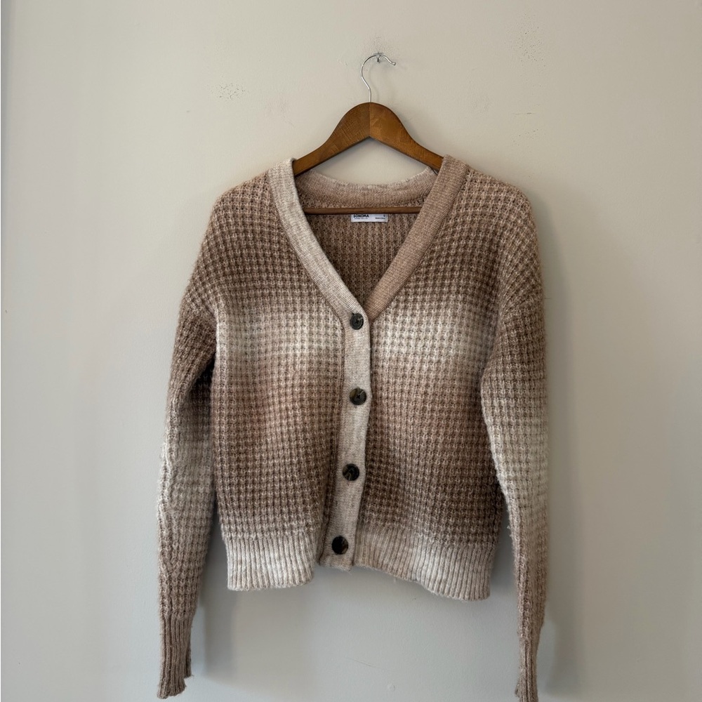 Sonoma Goods For Life Chunky Knit Cardigan Brown and Cream Size S - Picture 10 of 10